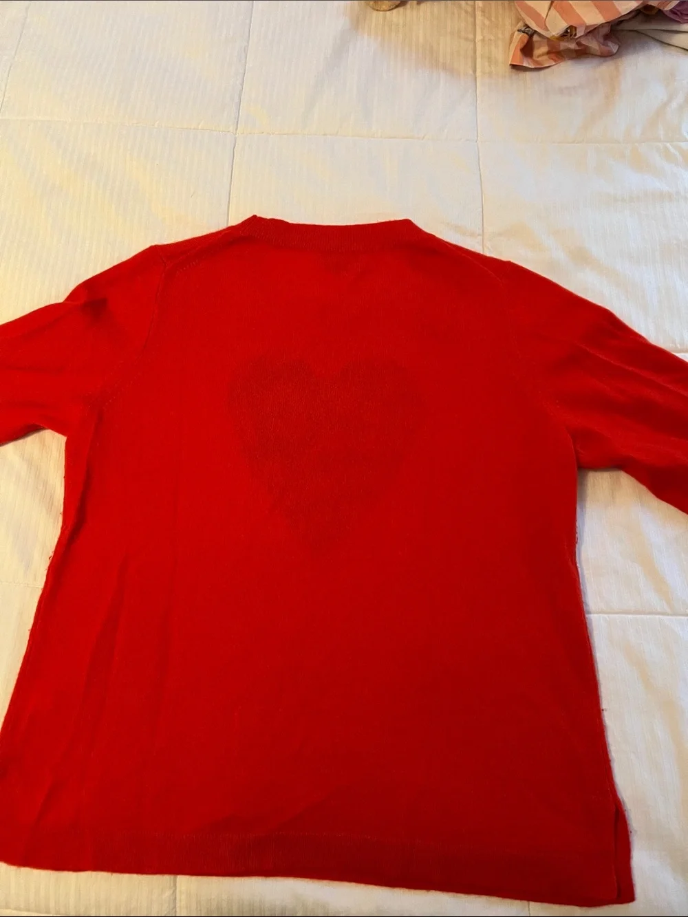 J. Crew Poppy Red Crewneck Cashmere Sweater with Leopard Heart